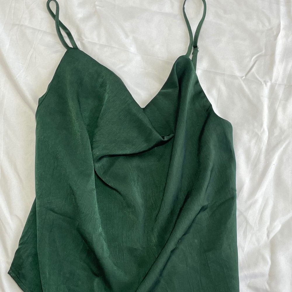 Green Cowl Neck Tank Top